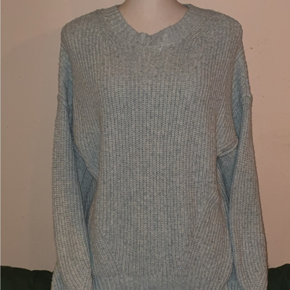 American Eagle Oversized Pale Blue Chunky Knit Sweater XS Cozy Casual